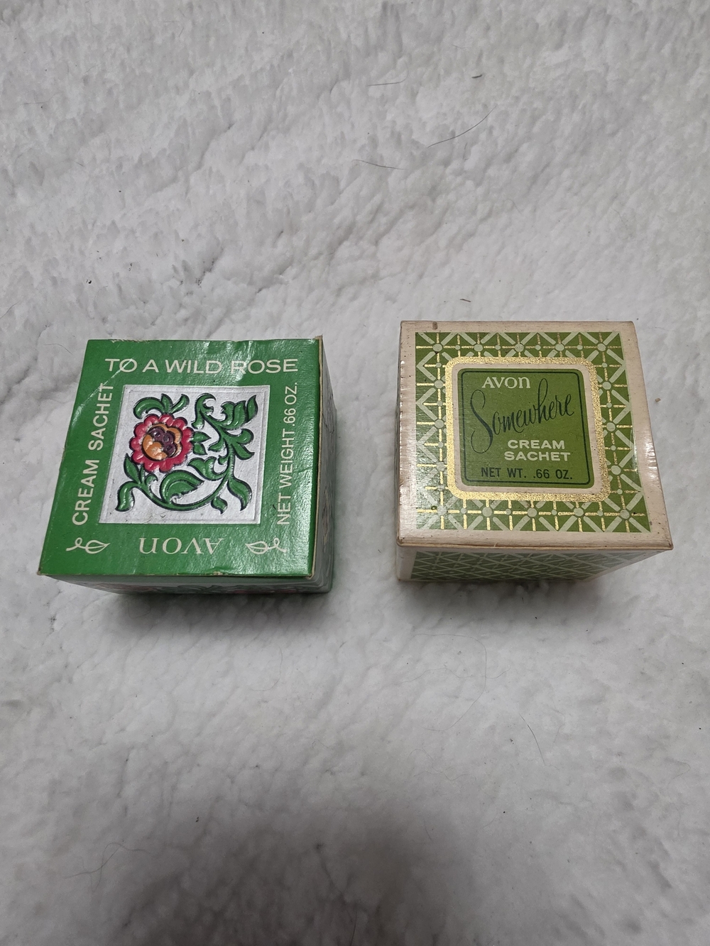 Vintage Avon Cream Sachet Lot - To a Wild Rose & Somewhere - Collectible Vanity